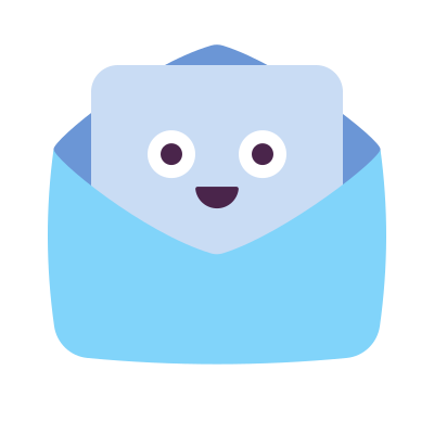 Open envelope icon with a smiling face on the letter