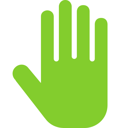 Green raised open hand icon