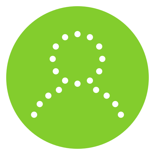 Green circle with a white awareness ribbon icon