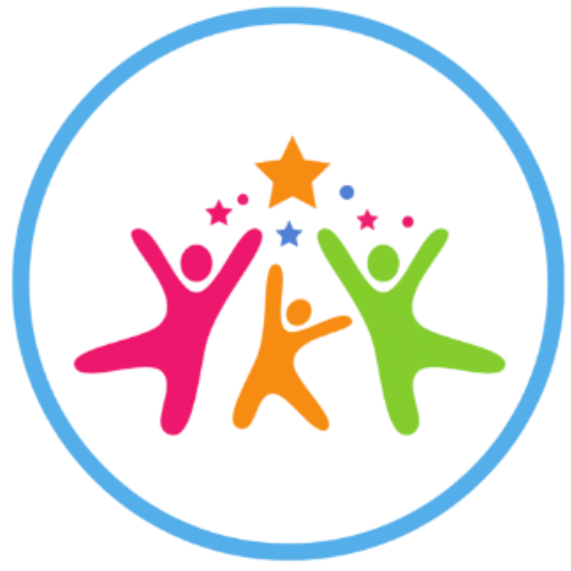 SPC Support logo icon with three colourful figures and stars